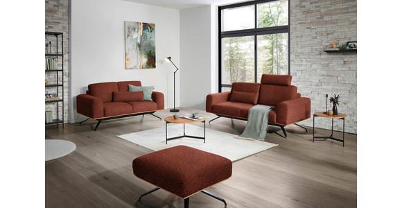 3-SITZER-SOFA in Struktur Rostfarben - Rostfarben/Schwarz, Design, Holz/Textil (196/85-104/95cm) - Novel