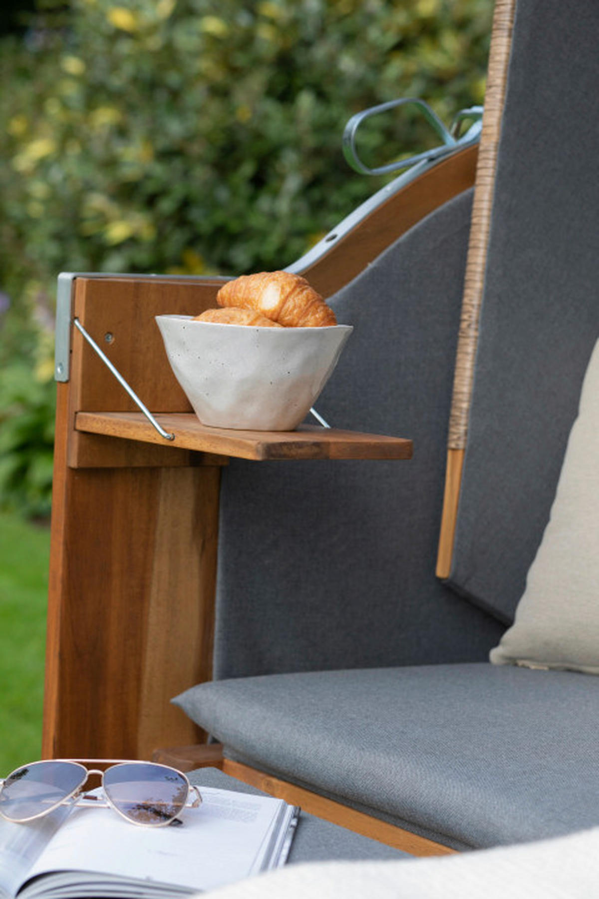 STRANDKORB - Beige/Grau, Basics, Holz/Textil (120/155/80cm)