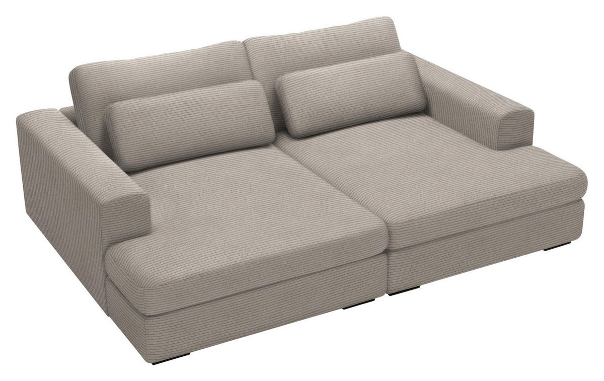 BIGSOFA in Cord Taupe  - Taupe/Schwarz, Design, Textil (223/80/158cm) - Lomoco