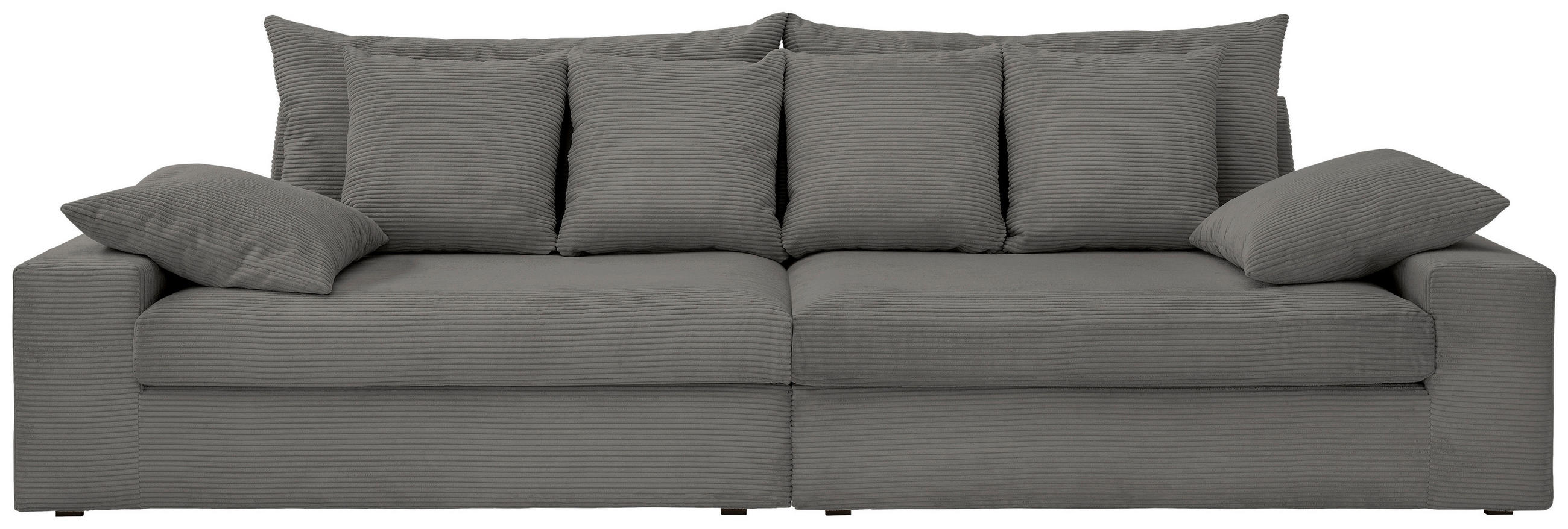 VIERSITZER-SOFA in Cord Grau  - Schwarz/Grau, MODERN, Kunststoff/Textil (308/80/140cm) - Livetastic