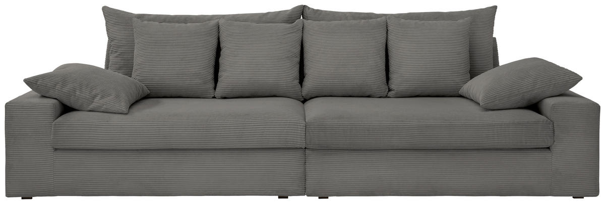 VIERSITZER-SOFA in Cord Grau  - Schwarz/Grau, Modern, Kunststoff/Textil (308/80/140cm) - Livetastic