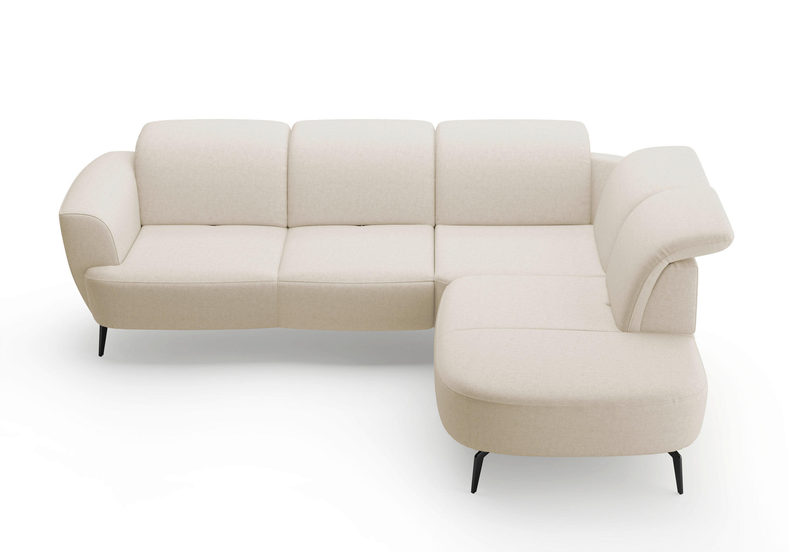 ECKSOFA in Flachgewebe Creme 300/267 cm - Creme/Schwarz, KONVENTIONELL, Textil/Metall (300/267cm) - Sit & More