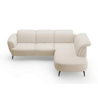 ECKSOFA in Flachgewebe Creme  - Creme/Schwarz, Konventionell, Textil/Metall (300/267cm) - Sit & More