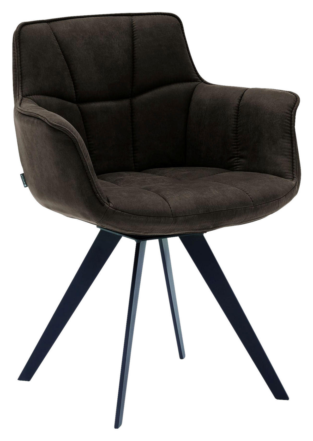 ARMLEHNSTUHL  , Lederauswahl, Stoffauswahl, Typenauswahl, inklusive Armlehnen, Gestellauswahl  , Mikrofaser  ,  - Schwarz/Mokka, Design, Textil/Metall (67/85/60cm) - Musterring