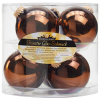 JULGRANSKULOR SET 8 cm 6 delar  - ljusbrun, Klassisk, glas (8cm)