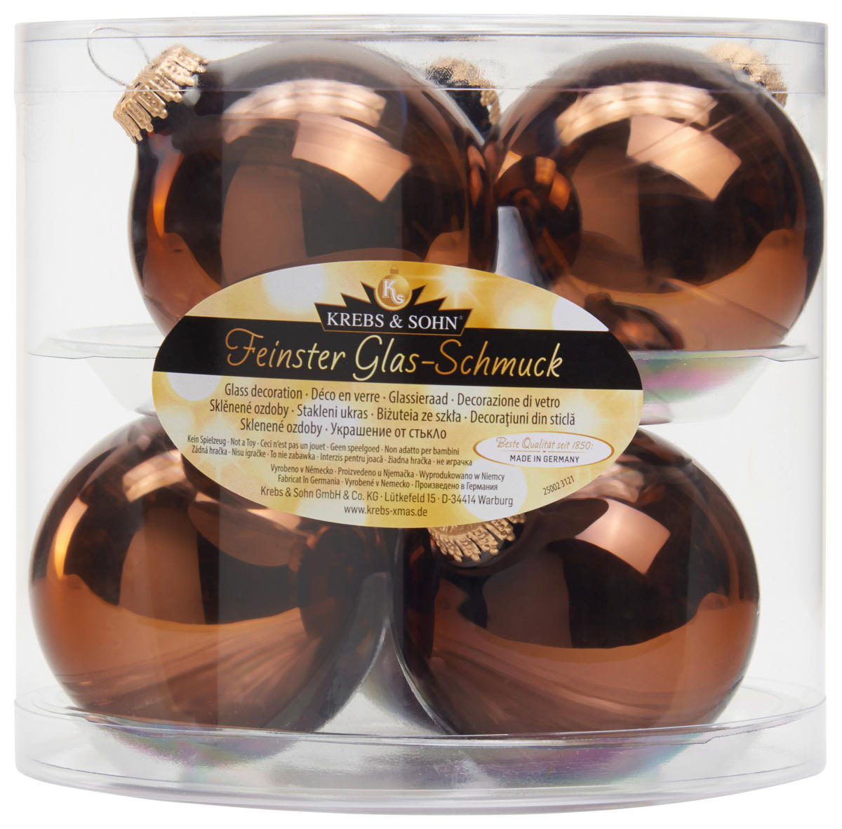 JULGRANSKULOR SET 8 cm 6 delar  - ljusbrun, Klassisk, glas (8cm)