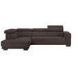 ECKSOFA in Mikrofaser Braun  - Schwarz/Braun, Design, Textil/Metall (207/301cm) - Xora