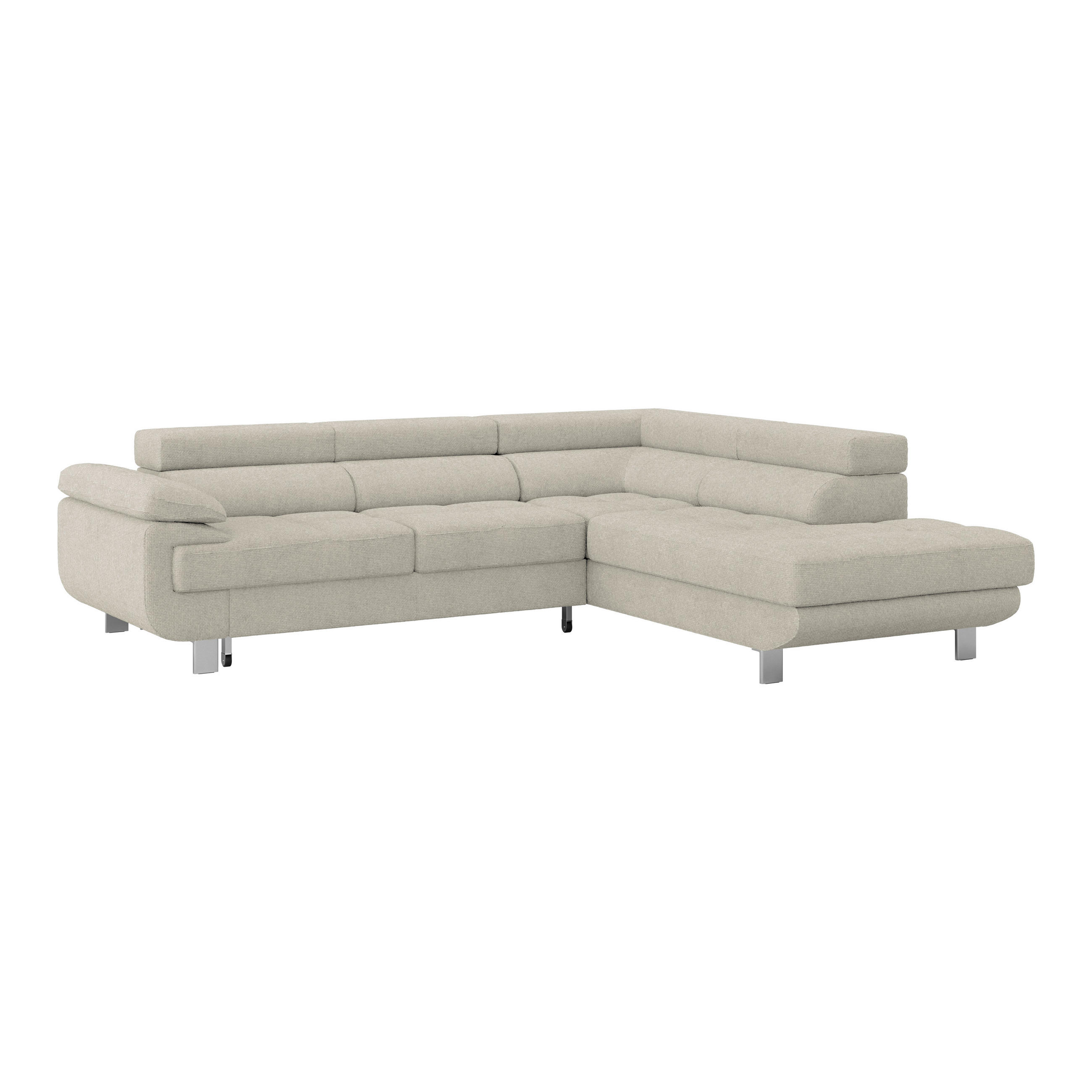 ECKSOFA in Drell Greige  - Greige, Modern, Textil/Metall (270/230cm) - MID.YOU