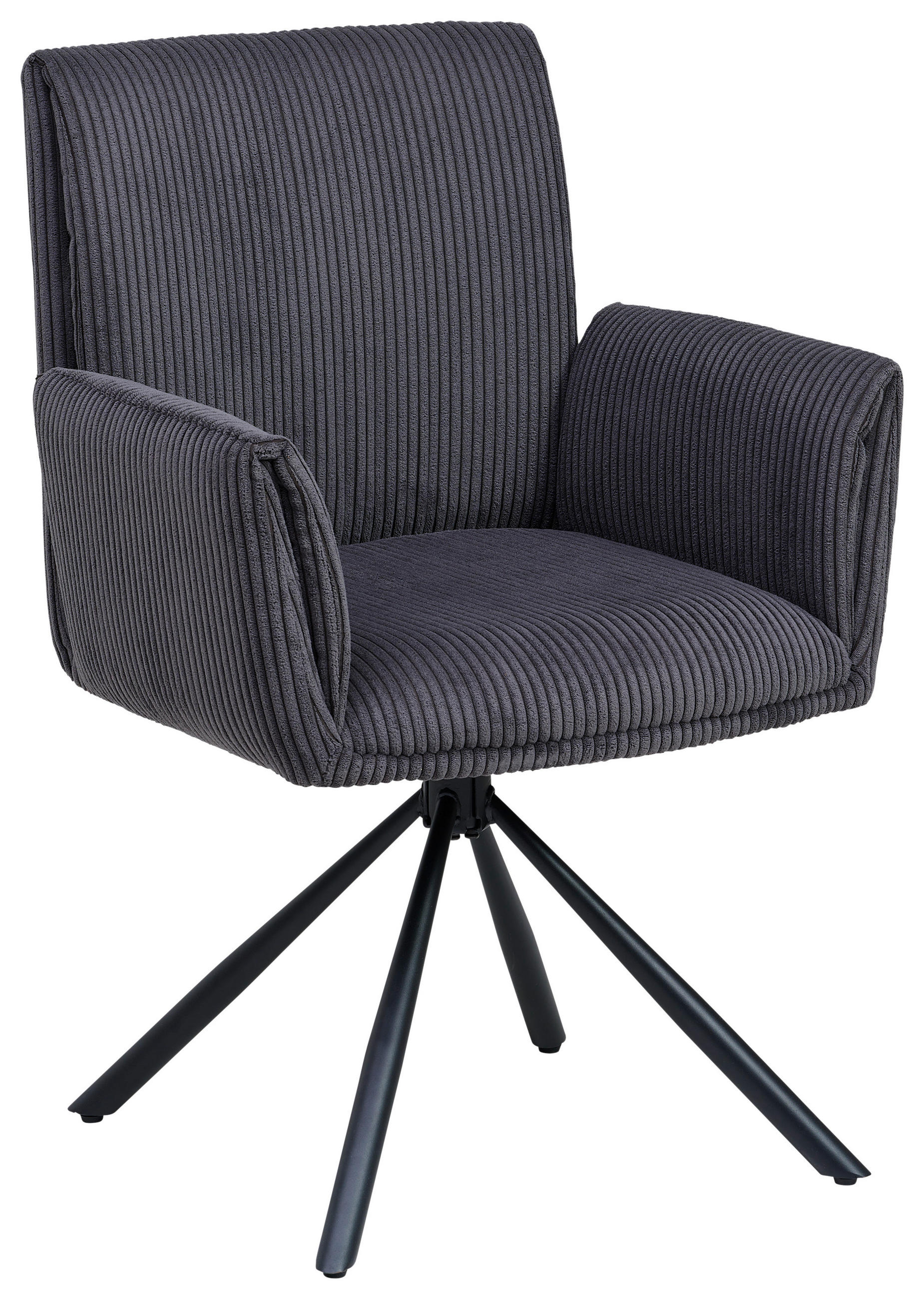 ARMLEHNSTUHL  in Eisen Cord  - Anthrazit/Schwarz, MODERN, Textil/Metall (65/90/62cm) - MID.YOU