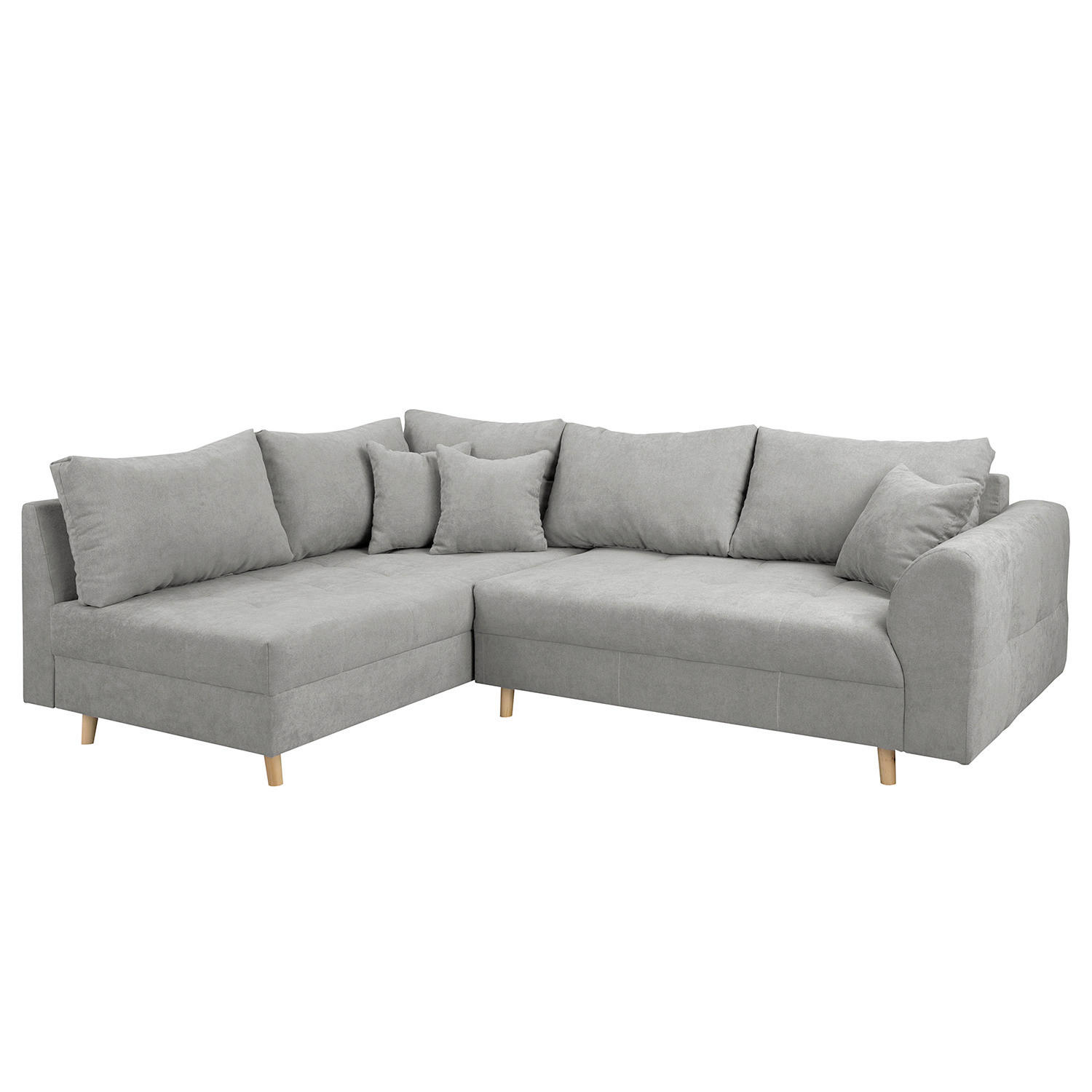 ECKSOFA Mikrofaser Grau  - Naturfarben/Grau, Design, Holz/Textil (161/231cm) - P & B