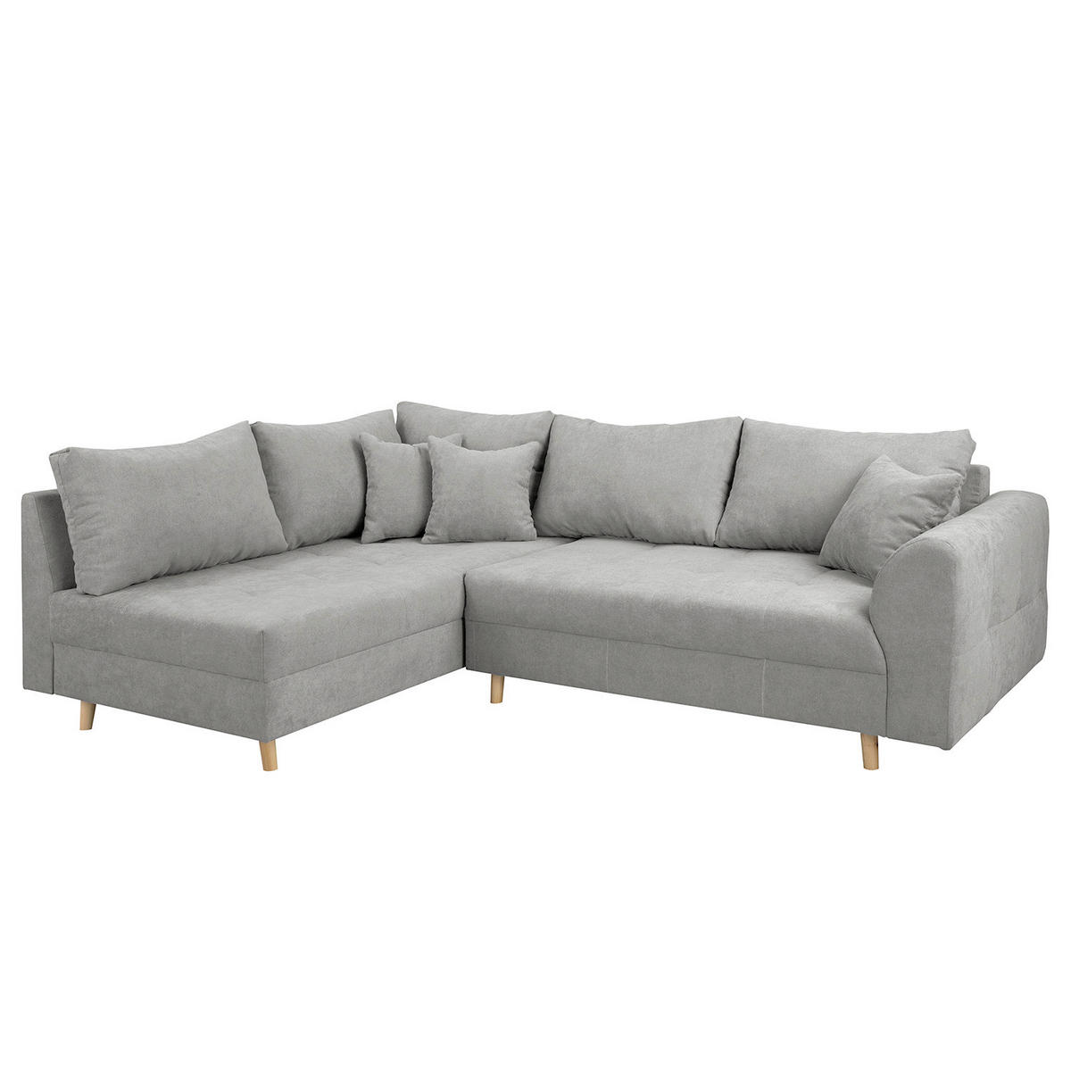 ECKSOFA Ariella Grau Mikrofaser  - Naturfarben/Grau, Design, Holz/Textil (161/231cm) - Livetastic