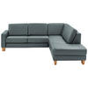 ECKSOFA in Echtleder Blaugrau  - Eiche Bianco/Blaugrau, Konventionell, Leder/Holz (257/235cm) - Valdera