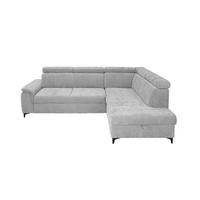ECKSOFA Silberfarben Chenille Bettkasten, Schlaffunktion, Rücken echt, Kopfteilverstellung, Liegefläche im Originalstoff  - Silberfarben/Schwarz, KONVENTIONELL, Textil/Metall (265/206cm) - Carryhome