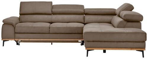 ECKSOFA in Lederlook Braun  282/226 cm  - Schwarz/Braun, Natur, Holz/Textil (282/226cm) - Novel