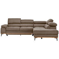 ECKSOFA inkl.Funktionen Braun Lederlook  - Schwarz/Braun, Natur, Holz/Textil (282/226cm) - Novel