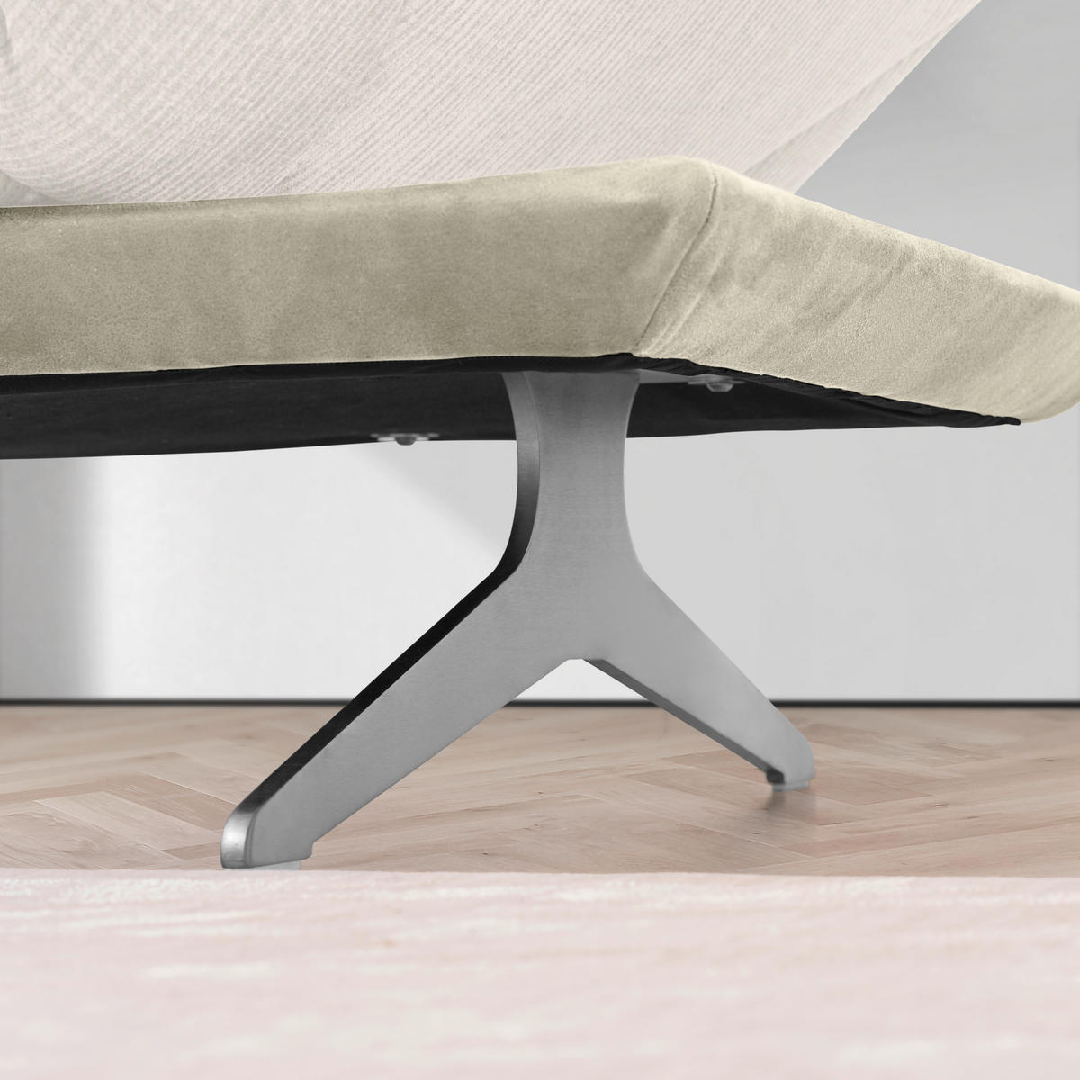 ECKSOFA in Flachgewebe Creme, Beige  209/277 cm  - Edelstahlfarben/Beige, Design, Textil/Metall (209/277cm) - Koinor