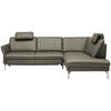 ECKSOFA in Echtleder Hellgrau  - Hellgrau/Alufarben, Konventionell, Leder/Metall (284/220cm) - Beldomo Premium