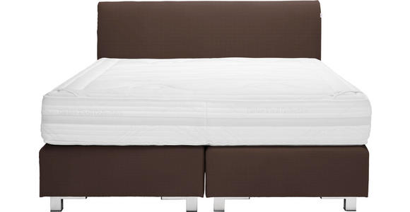 BOXSPRINGBETT Flachgewebe 180/200 cm INKL. Matratze, Topper - Chromfarben/Dunkelbraun, KONVENTIONELL, Holz/Holzwerkstoff (180/200cm) - Dieter Knoll