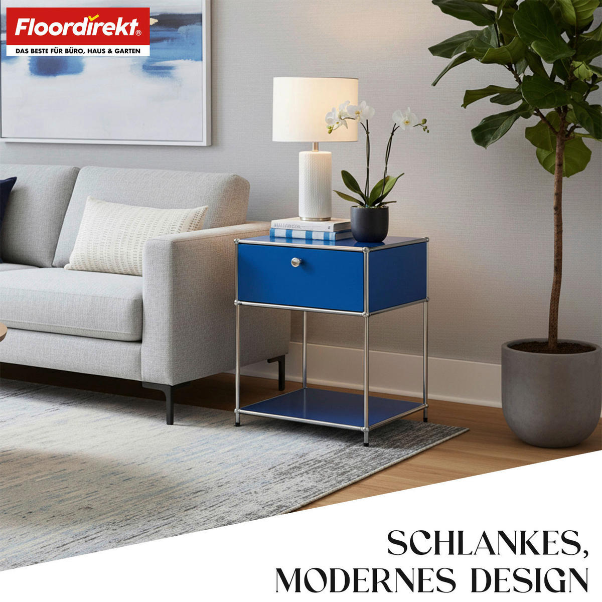 STANDREGAL Blau  - Blau, Basics, Metall (50/65/40cm) - Floordirekt