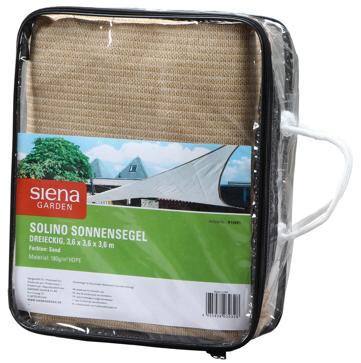 GARTENSONNENSEGEL - Sandfarben, KONVENTIONELL, Textil/Metall (360/360cm) - Siena Garden