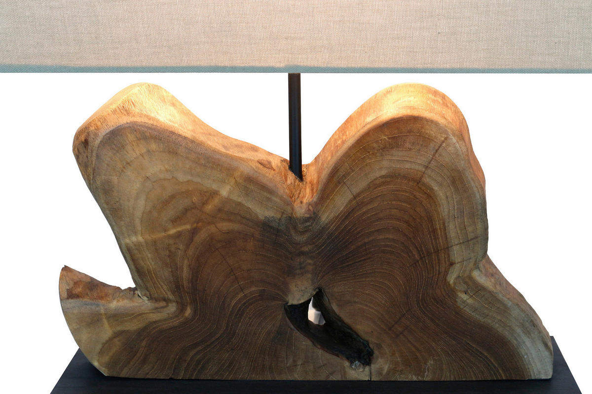 TISCHLEUCHTE 49/50/20 cm   - Schwarz/Weiß, Design, Holz/Textil (49/50/20cm) - P & B