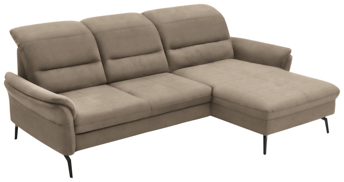 ECKSOFA in Flachgewebe Naturfarben, Sandfarben  - Sandfarben/Schwarz, Konventionell, Textil/Metall (260/181cm) - Beldomo Speed