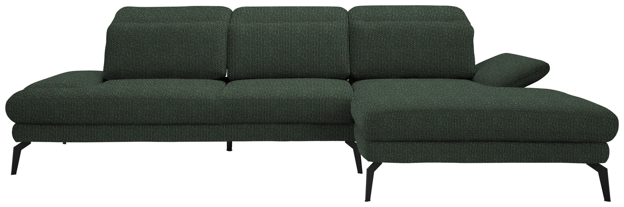 ECKSOFA in Webstoff Grün  - Schwarz/Grün, Design, Textil/Metall (289/180cm) - Stylife