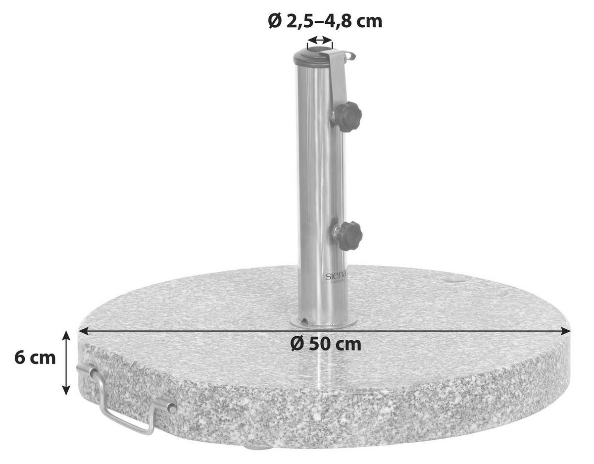 SONNENSCHIRMSTÄNDER Granit Grau, Silberfarben  - Silberfarben/Grau, KONVENTIONELL, Stein/Metall (50/6/50cm) - Siena Garden