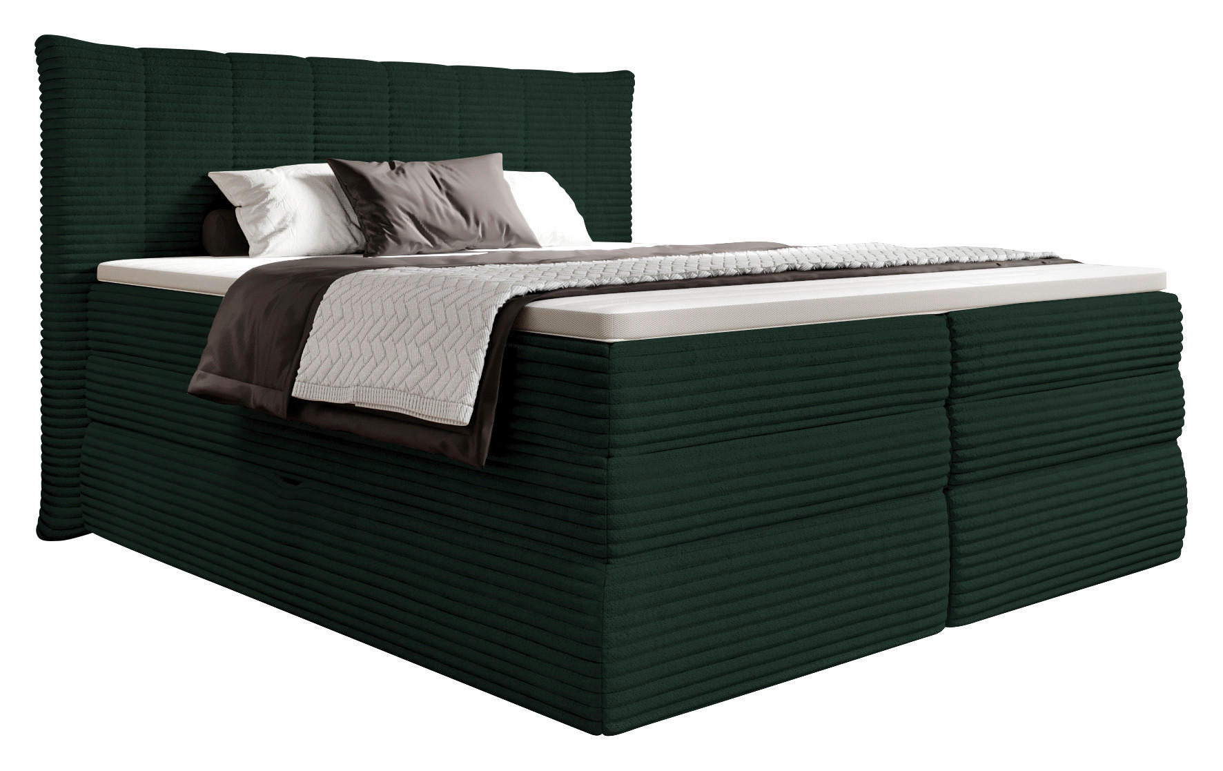 BOXSPRINGBETT 180/200 cm  in Dunkelgrün  - Dunkelgrün/Schwarz, Design, Kunststoff/Textil (180/200cm) - Esposa