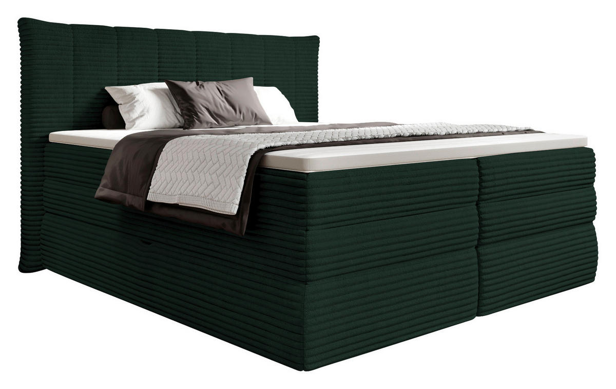 BOXSPRINGBETT 160/200 cm  in Dunkelgrün  - Dunkelgrün/Schwarz, Design, Kunststoff/Textil (160/200cm) - Esposa