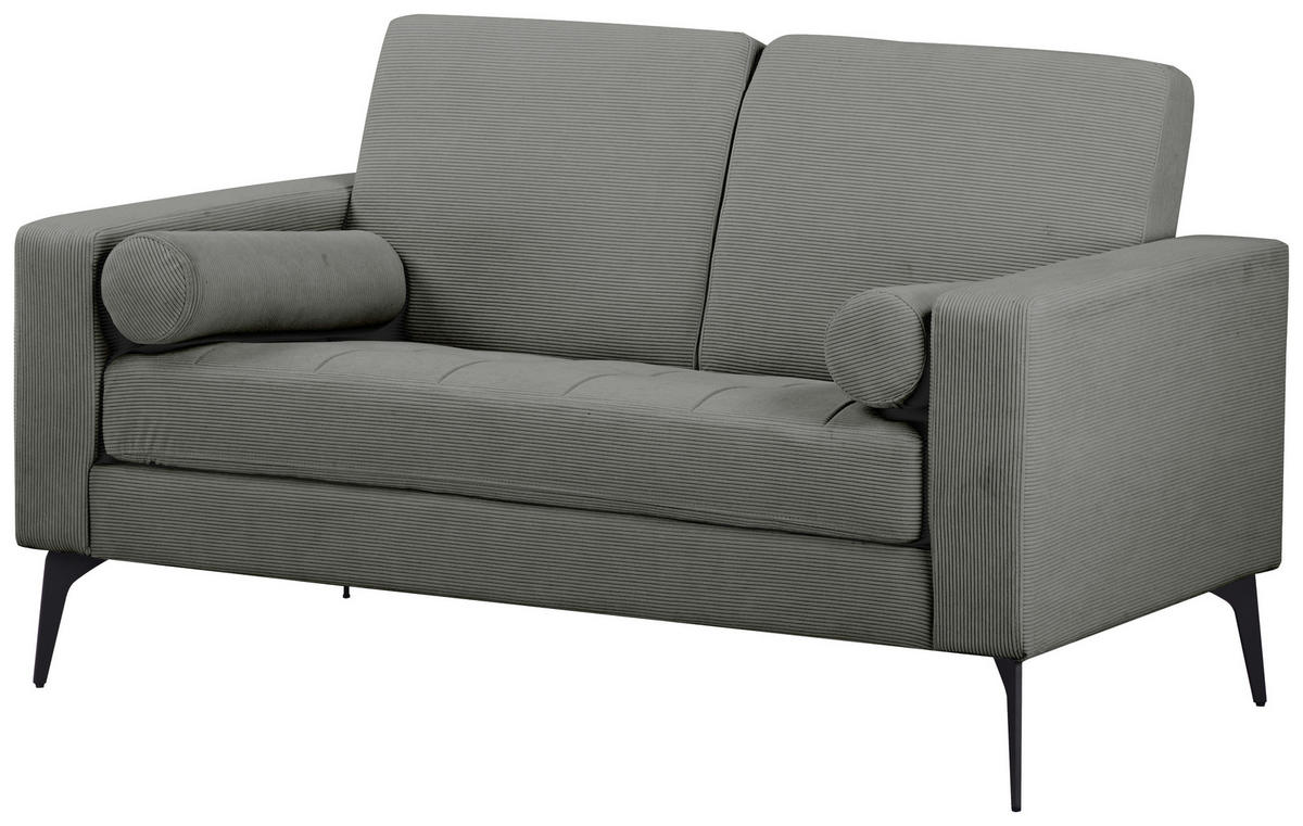 2-SITZER-SOFA Feincord Grau  - Schwarz/Grau, MODERN, Textil/Metall (142/82/76cm) - MID.YOU