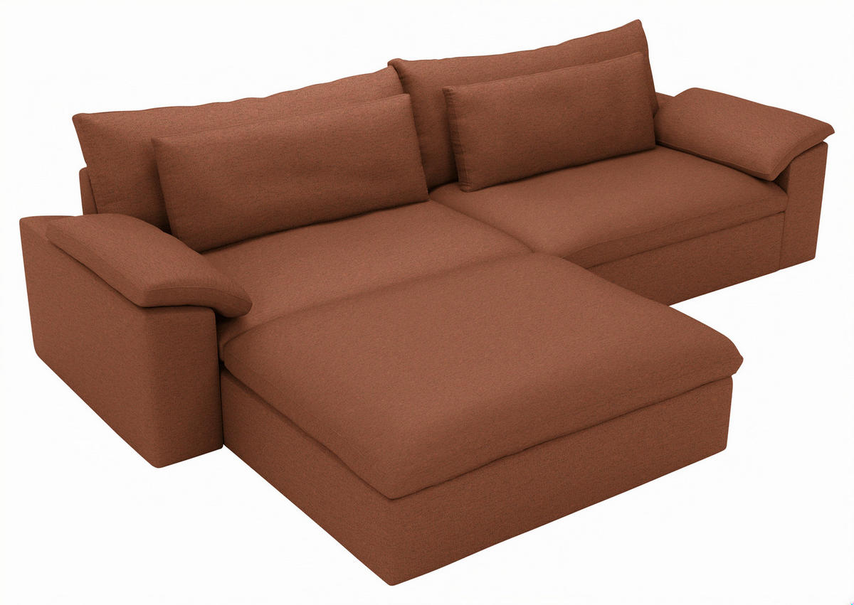 ECKSOFA Flachgewebe Beigebraun  - Beigebraun/Schwarz, Modern, Kunststoff/Textil (198/306cm) - Carryhome