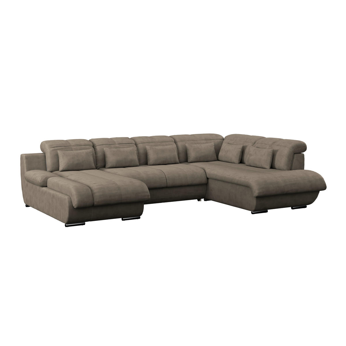 WOHNLANDSCHAFT in Mikrofaser Dunkelbraun  - Chromfarben/Dunkelgrau, Modern, Textil/Metall (184/345/228cm) - MID.YOU
