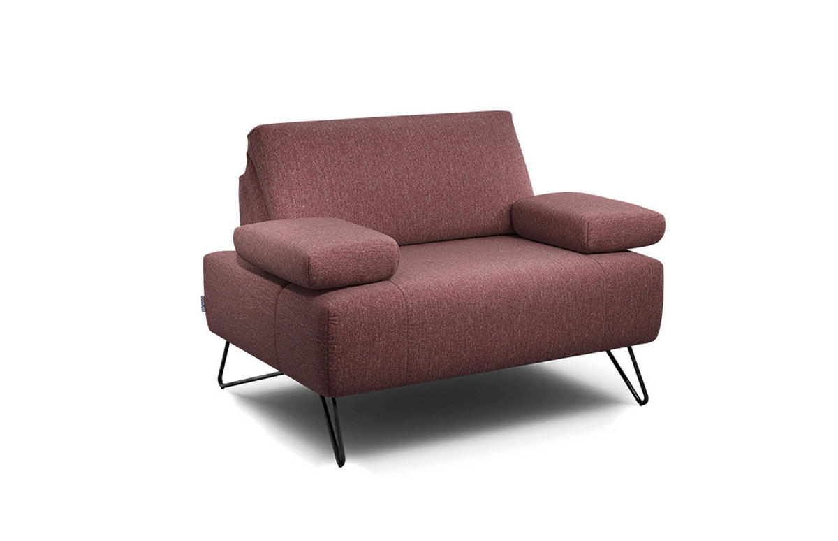 SESSEL in Chenille Rot  - Rot/Schwarz, Design, Textil/Metall (114-142/85/86-94cm) - SENSOO