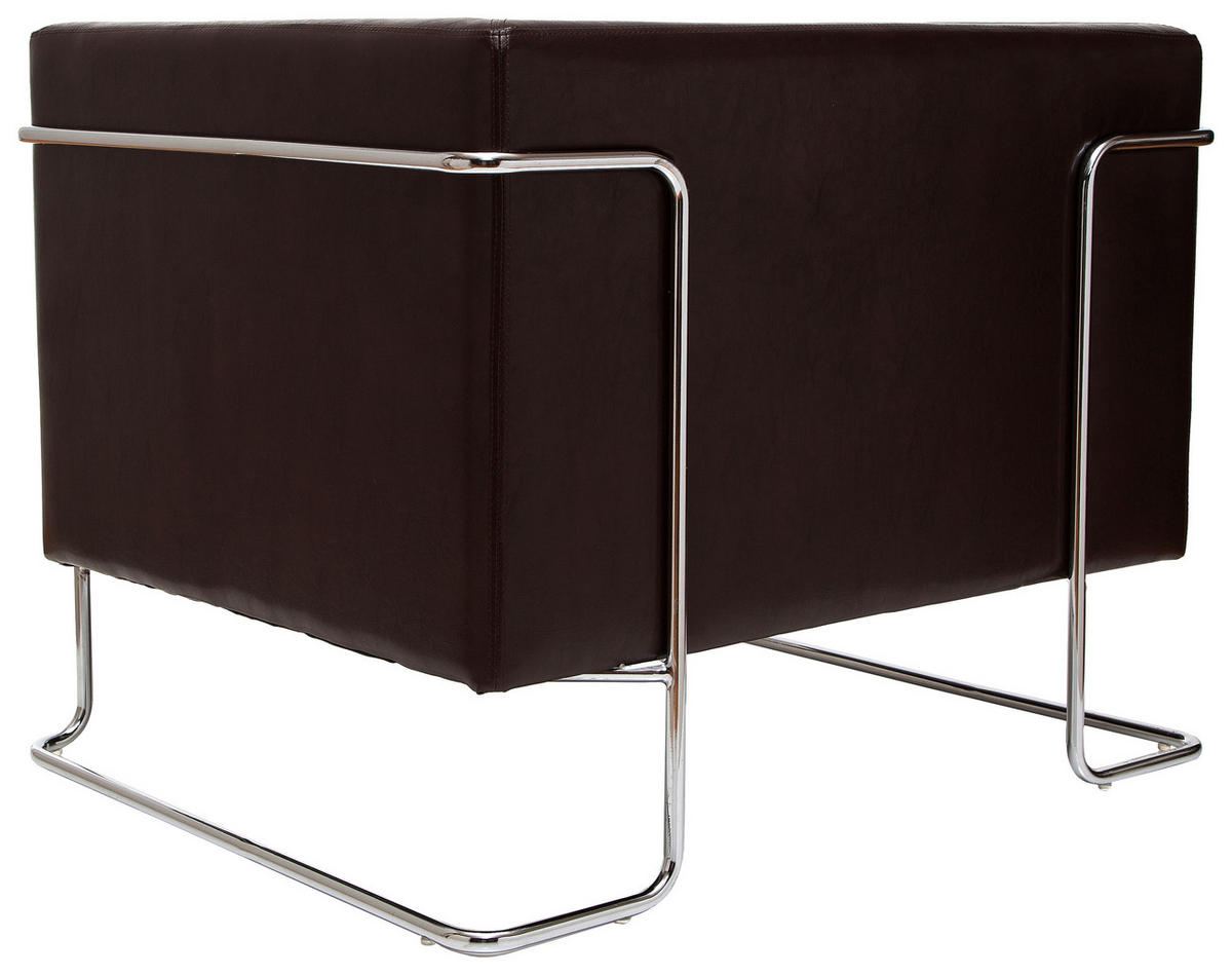 DESIGNSESSEL Lederlook Dunkelbraun    - Chromfarben/Dunkelbraun, MODERN, Textil/Metall (88/74/74cm) - MID.YOU