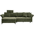 ECKSOFA in Chenille Olivgrün  - Schwarz/Olivgrün, KONVENTIONELL, Textil/Metall (291/153cm) - Hom`in