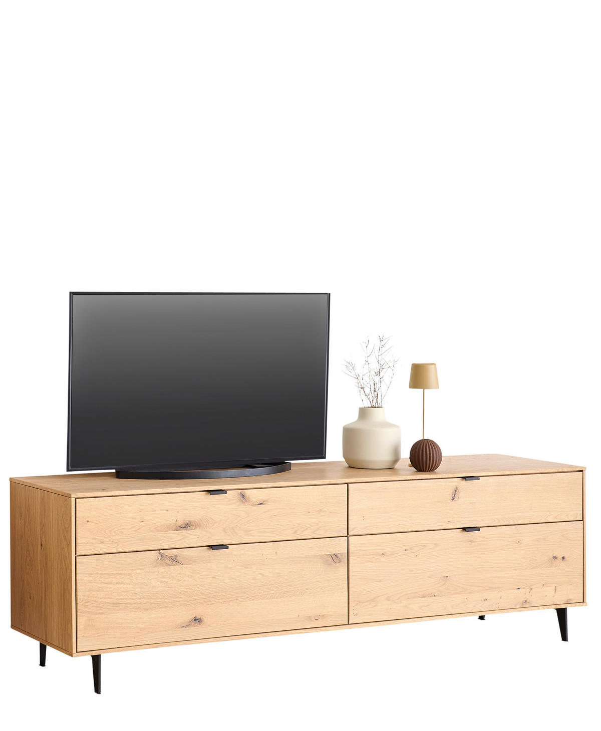 LOWBOARD  in 202,6/63/50 cm  - Eichefarben/Schwarz, Natur, Holz/Metall (202,6/63/50cm) - Cantus