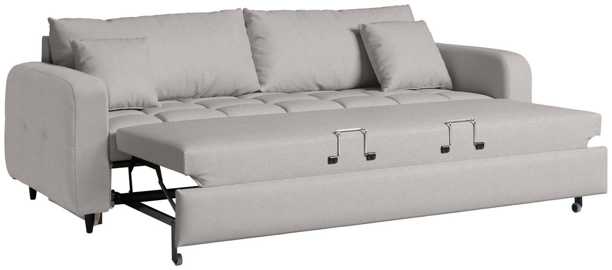 SCHLAFSOFA Webstoff Greige Stoffauswahl, Bettfunktion erhältlich, Rücken echt, Armteil links, Armteil rechts  - Greige/Schwarz, Design, Holz/Textil (236/88/101cm) - Lomoco