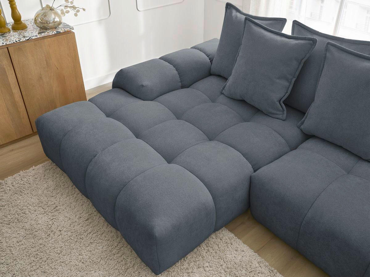 ECKSCHLAFSOFA EVEREST  mit Rücken echt, Armteil links, Armteil rechts Struktur Dunkelblau  - Schwarz/Dunkelblau, MODERN, Kunststoff/Textil (180/318cm) - Livetastic