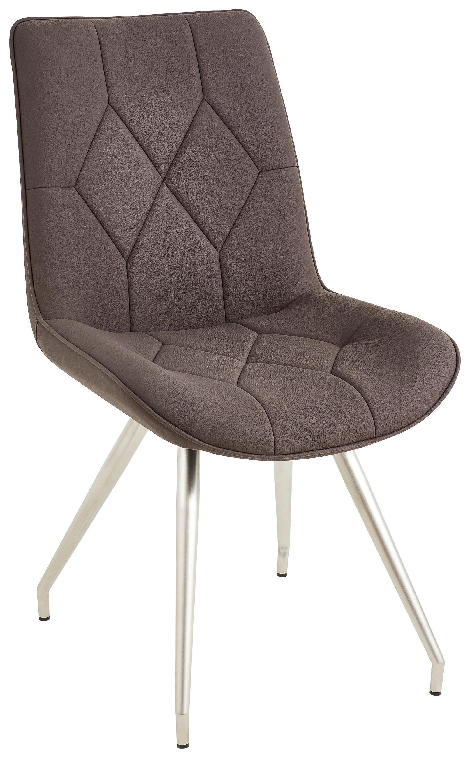 STUHL Webstoff Edelstahlfarben, Dunkelbraun  - Edelstahlfarben/Dunkelbraun, Design, Textil/Metall (51/89/66cm) - Novel