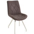 STUHL   Webstoff  - Edelstahlfarben/Dunkelbraun, Design, Textil/Metall (51/89/66cm) - Novel