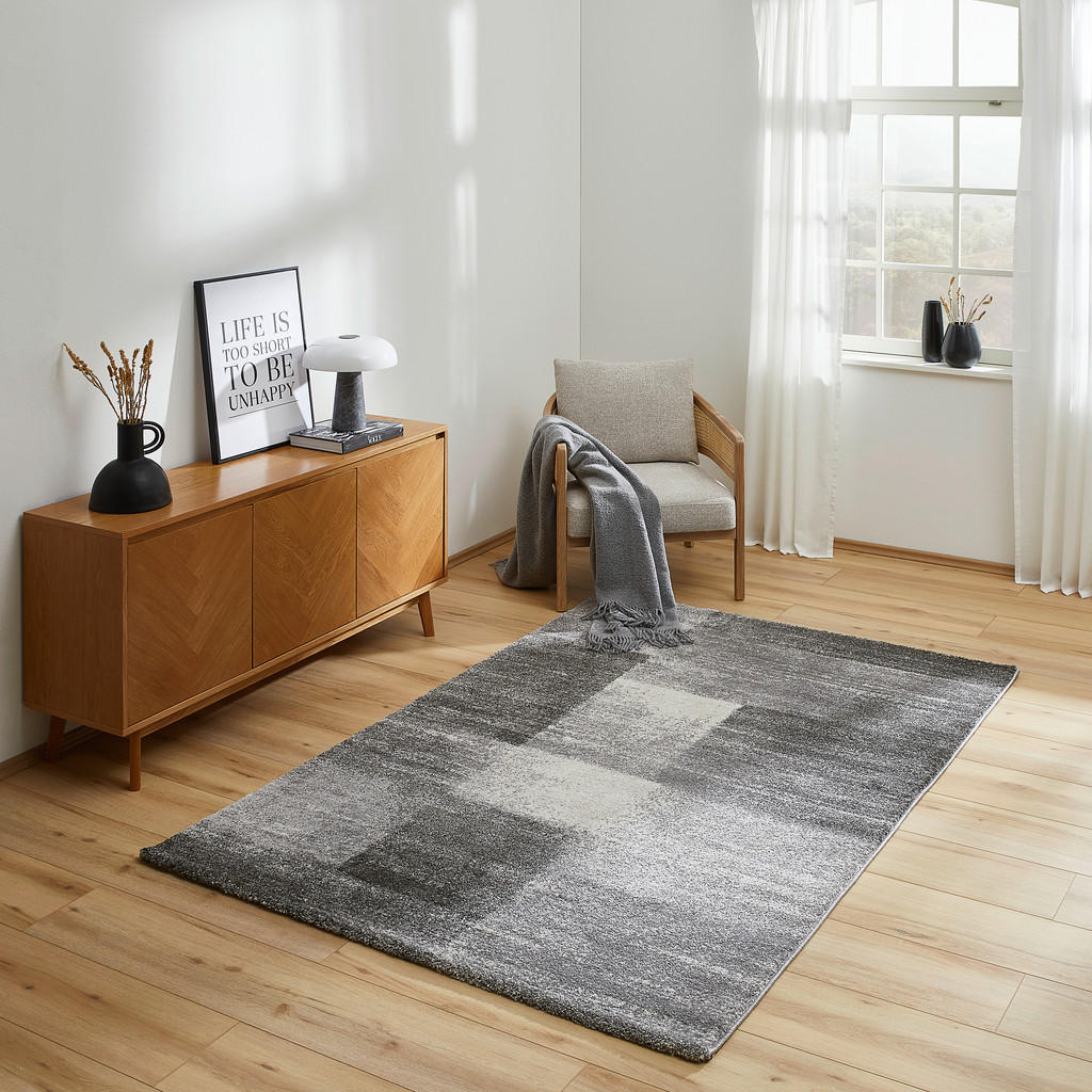 Thumbnail - Novel Läufer Reno, Grau, Textil, Karo, rechteckig, 80x240 cm, Oeko-Tex® Standard 100, für Fußbodenheizung geeignet, Tepp...