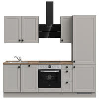 KÜCHENLEERBLOCK 240 cm   in Grau, Eiche dunkel  - Eiche dunkel/Schwarz, MODERN, Holzwerkstoff/Metall (240cm) - Nobilia