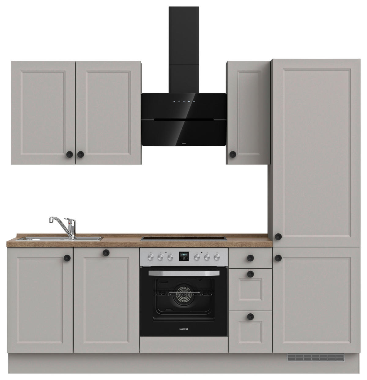 KÜCHENLEERBLOCK 240 cm   in Grau, Eiche dunkel  - Eiche dunkel/Schwarz, MODERN, Holzwerkstoff/Metall (240cm) - Nobilia