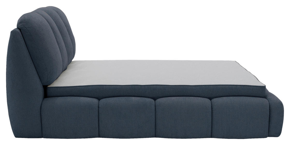 POLSTERBETT 180/200 cm,  in Blau, gepolstertes Kopfteil, Lattenrost, Bettkasten,  - Blau/Schwarz, Design, Holz/Kunststoff (180/200cm) - Chameo