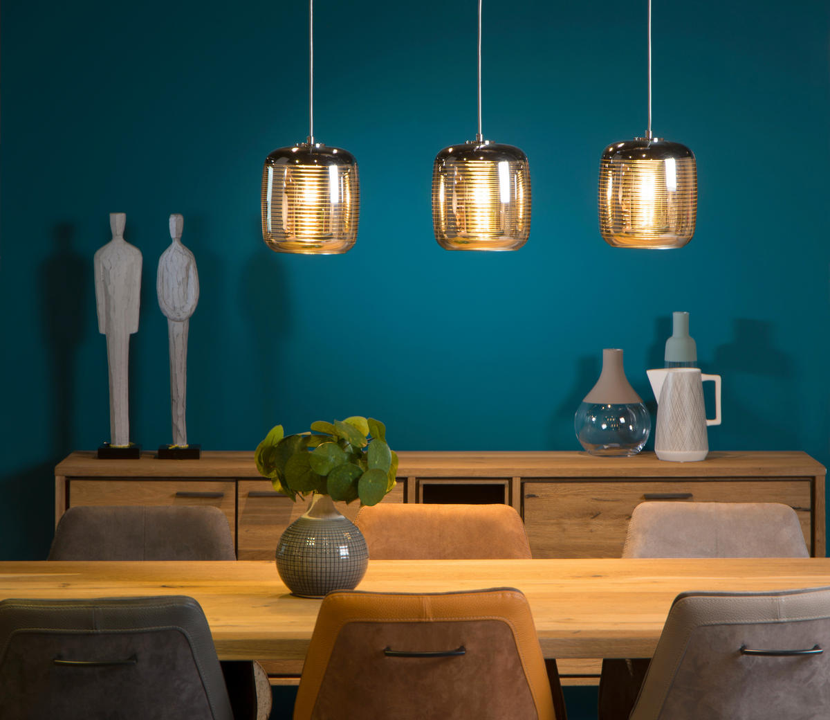 HÄNGELEUCHTE Eryn 88/20/157 cm   - Chromfarben, Design, Glas (88/20/157cm) - Lucide