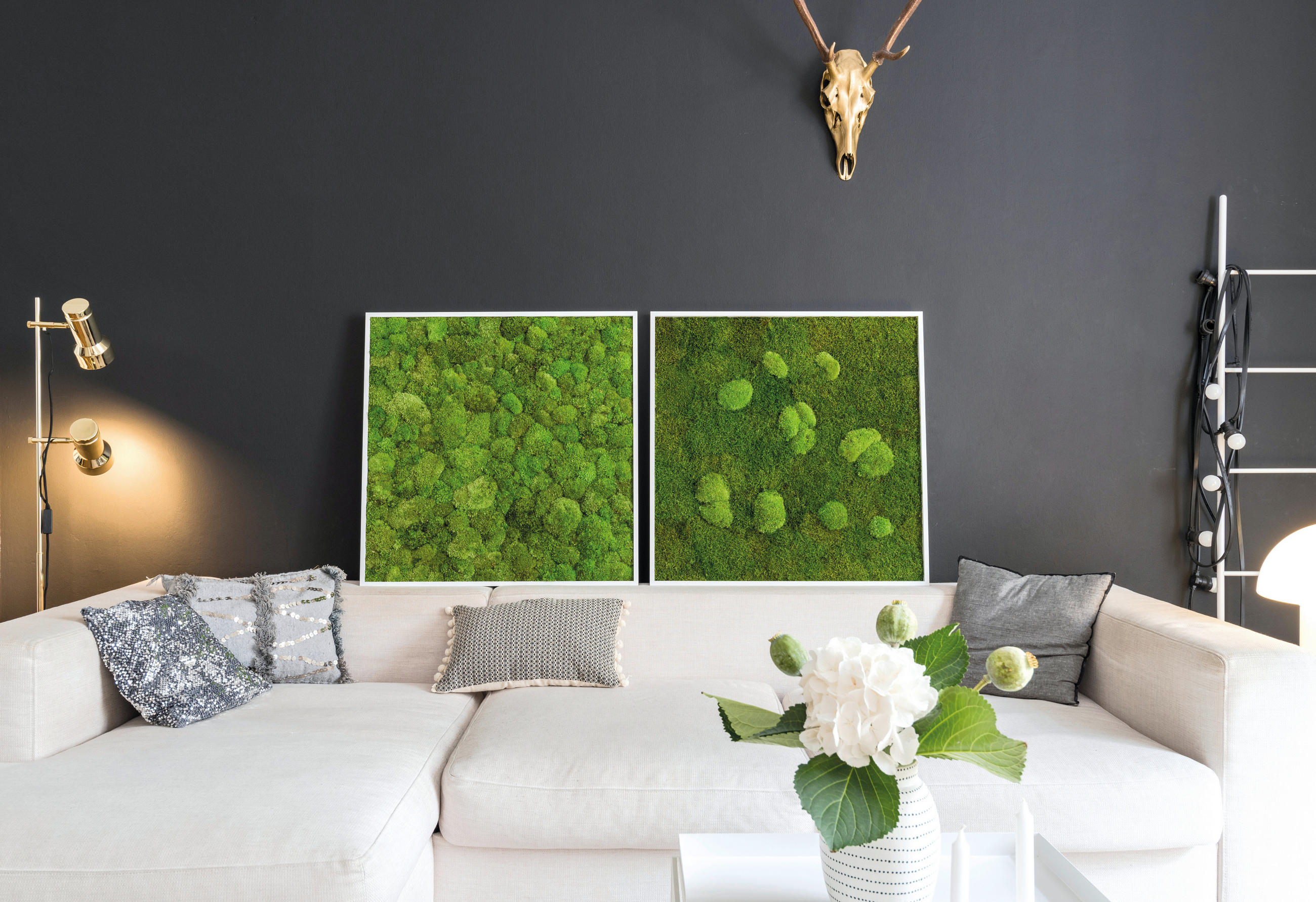 MOOSBILD Stylegreen  - Weiß/Grün, Basics, Naturmaterialien/Holz (80/80/6cm)