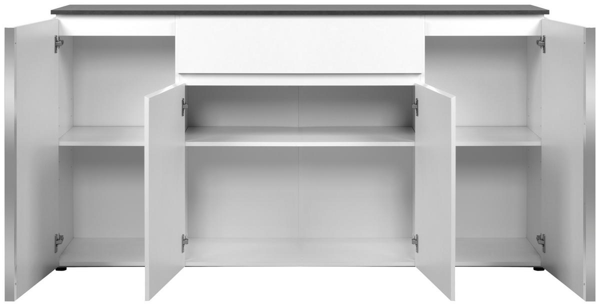 SIDEBOARD  in 177,5/92/40 cm  - Chromfarben/Weiß Hochglanz, Design, Holzwerkstoff/Kunststoff (177,5/92/40cm) - Livetastic