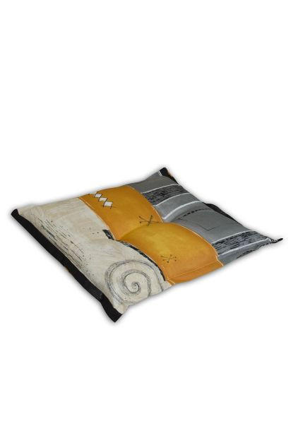 SITZKISSEN  - Naturfarben/Orange, Design (50/9/50cm)