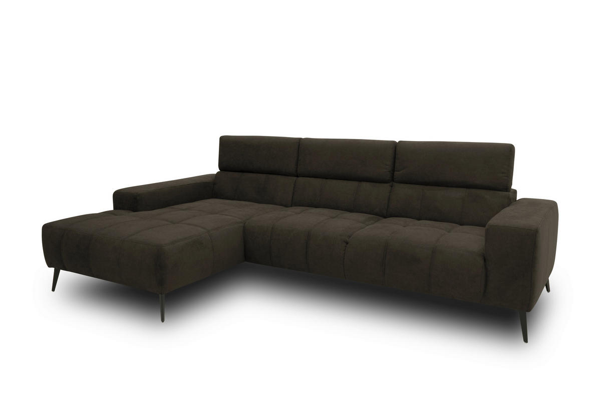 ECKSOFA TRENTO Mikrofaser  - Dunkelgrau/Schwarz, MODERN, Textil/Metall (287/175cm) - MID.YOU